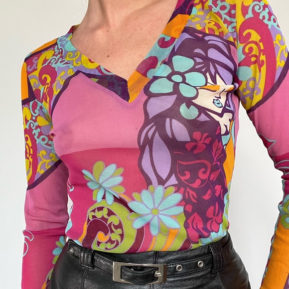 Vintage Psychedelic Mesh Long-sleeve - Picture 2 of 7